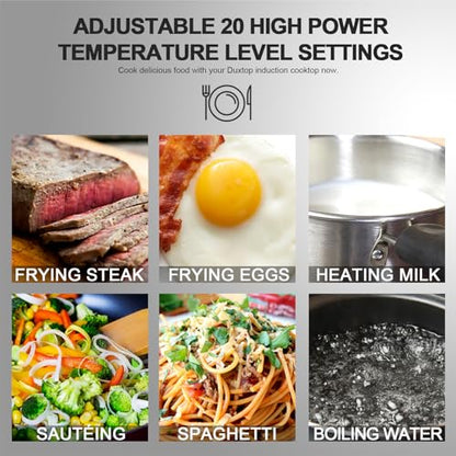 Duxtop 1800W Portable Induction Cooktop Countertop Burner, Black 9100MC/BT-M20B
