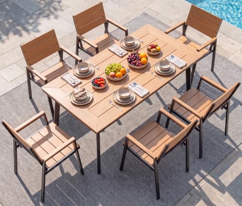 Devoko 7 Pcs Aluminum Patio Dining Sets with HIPS Tabletop