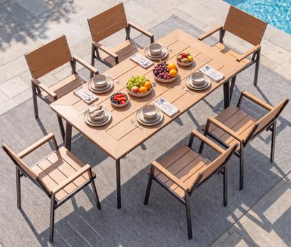 Devoko 7 Pcs Aluminum Patio Dining Sets with HIPS Tabletop