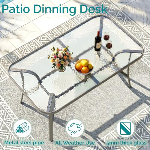 MAMIZO 7 Pieces Patio Dining Set for 6, Glass Table and Textilene Chairs