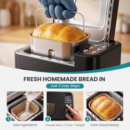 OLIXIS Bread Maker, 21-IN-1 Bread Machine, 2LB Automatic Stainless Steel