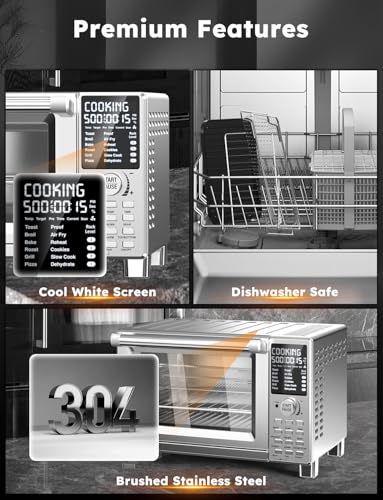 Nuwave Bravo XL Pro Air Fryer Toaster Oven with Grill Combo, 2026 New Ultra-Fast Convection System, 35% Crispier, 2X More Even, 142 Presets, 50-500F, Smarter Probe, PFAS Free, 30QT, Stainless Steel