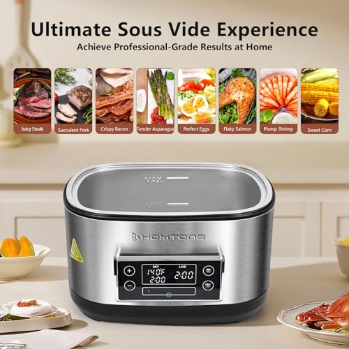 Homtone Sous Vide Cooker, 8 Quart All-in-One Design with Precise Temperature Control, 3D Water Circulation, Easy Setup 1000W for Steak Chicken Meal Prep