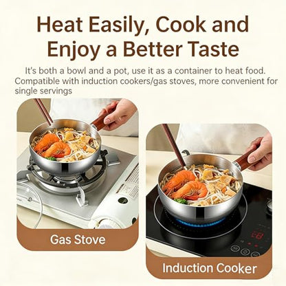 Small Saucepan with Lid, 1 qt Tri-Ply Stainless Steel Pot with Stay-Cool Handle & All Cooktop Compatibility (Gas, Ceramic, Electric) - Mini Sauce Pan Silver