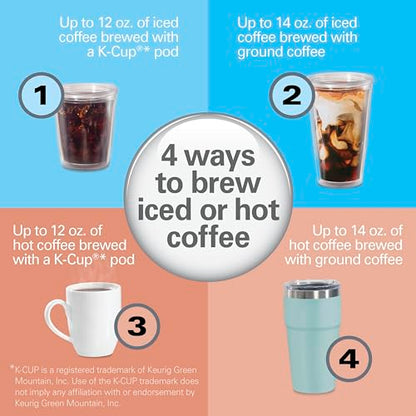Hamilton Beach FlexBrew Advanced 4-in-1 Single Serve Hot & Iced Coffee Maker with Removable 45 oz. Water Reservoir, Use Pod Packs and Grounds, Fast Brewing, Black (49925)