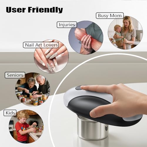 ZEUSORA Electric Can Openers in 2026: Automatic Can Opener Electric with Rechargeable. The Can Opener Creates A Smooth Edge, Making It The Best Gift for Seniors And Kids. (White)