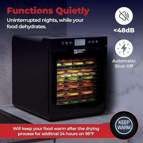Magic Mill Premium Food Dehydrator Machine (15 Extra-Large Stainless Steel Trays) 800W Dryer for Beef Jerky, Fruits, Vegetables, Dog Treats, 48 Hour Digital Timer - 95°-167° Temperature Control