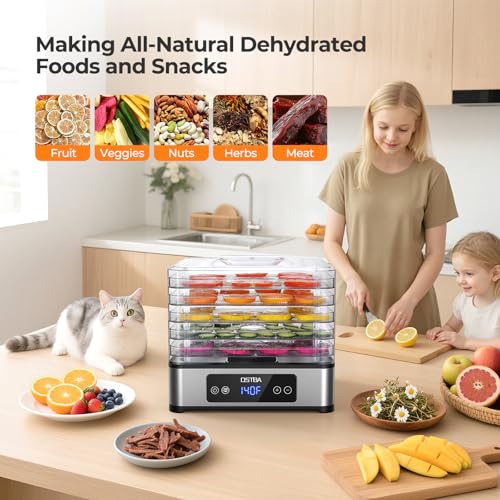 OSTBA Food Dehydrator, 5 Stainless Steel Trays, 160°F Temp Control, 400W