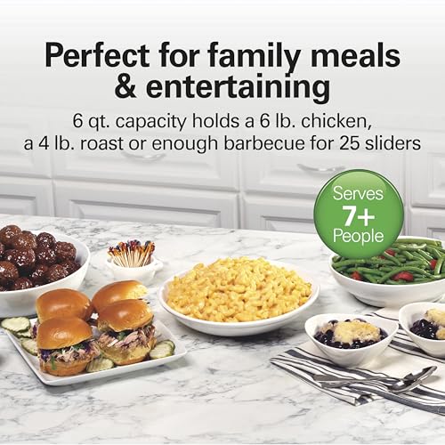 Hamilton Beach 6-Quart Slow Cooker with 3 Cooking Settings, Dishwasher-Safe Stoneware Crock & Glass Lid, Silver (33665G)