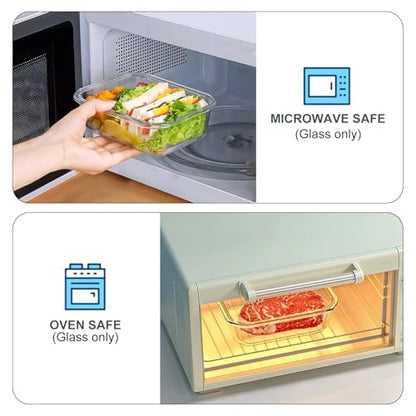 KOMUEE 10 Packs 22 oz Glass Meal Prep Containers, Glass Food Storage Containers with Lids, Airtight Lunch Boxes BPA Free, Microwave and Freezer Safe