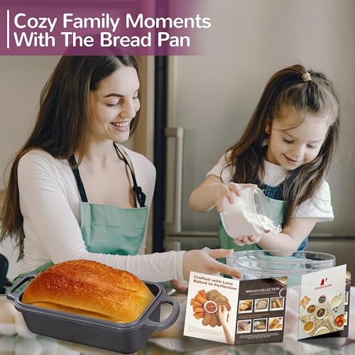 Vanderlume Cast Iron Loaf Pan with Lid 9x5 Inch, 2 in 1 Loaf Pans for Baking Bread, Even Heat Distribution for Sourdough, Homemade Bread
