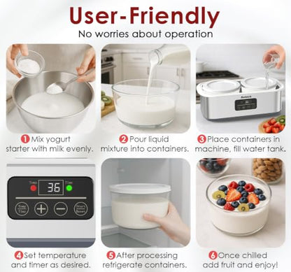 Suteck Yogurt Maker for Probiotic Greek Yogurt with Timer & Temp Control