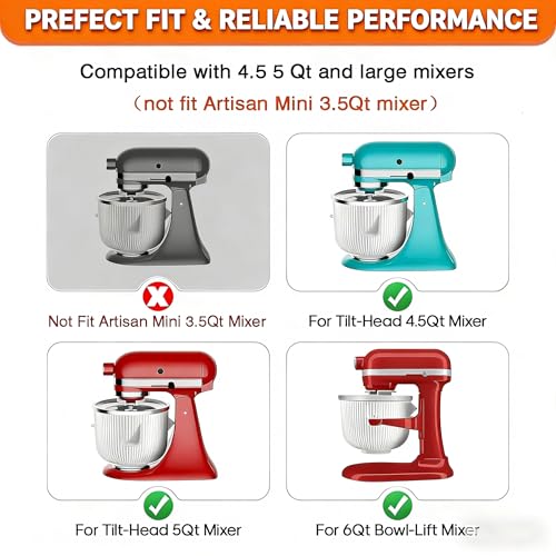 Ice Cream Maker Attachment for KitchenAid, kitchen aid ice cream bowl Fits 4.5/5QT/ 6QT&7QT Mixers, Frozen Ice Cream & Sorbet Gelato Maker, 2 Quart, White，by Fedowal