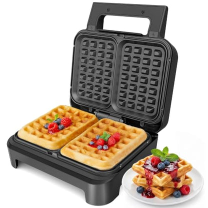 Sunvivi 2 Slices Waffle Iron - 5 Min Heat Up,Nonstick Belgian Waffle Maker