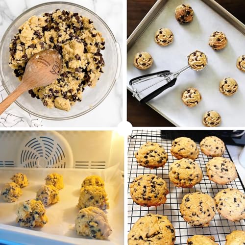 JUNADAEL J Cookie Scoop Set, Cookie Scoops for Baking Set of 3, Cookie Dough Scoop, 1 Tablespoon/ 2 Tablespoon/ 3 Tablespoon, Red/Black/Mint Handle, For Cookie Cupcake Muffin Ice Cream Truffles