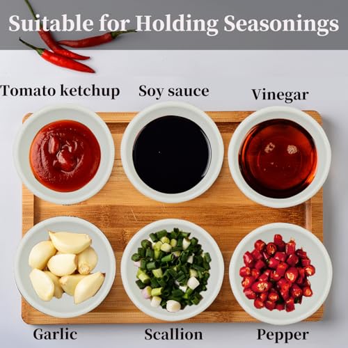 Orkim 3in 2.5oz Small Ceramic Ramekins Custard Bowls, 10 Pack Mini Soy Dipping Sauce Cups Pinch Bowl, Little Kitchen Condiment Ingredient Prep Salad Dishes, Dishwasher Microwave Freezer Safe