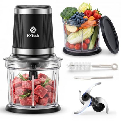 HXTech Food Processor with Two 4-Cup Bowls: 2-Speed Electric Food Chopper