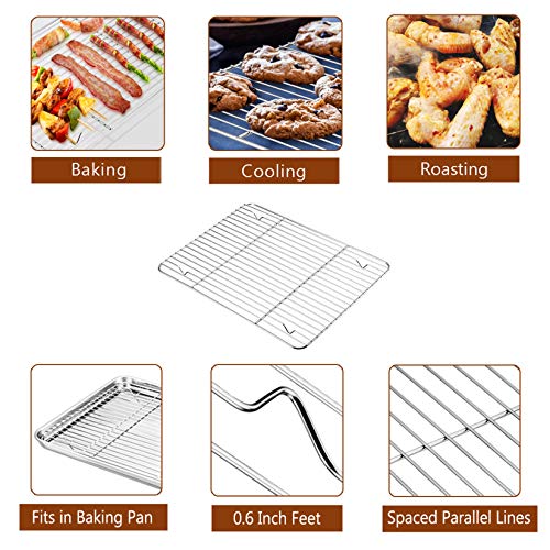 P&P CHEF 14" Roaster Roasting Pan with Baking Rack and V-shaped Rack, Stainless Steel Rectangular Lasagna Pan with Handles for Turkey Chicken, Healthy & Dishwasher Safe, 3 Pieces, Silver