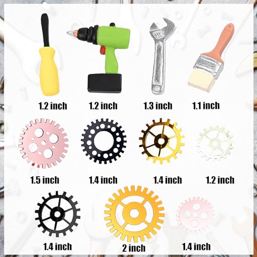 Tools Cake Topper Wrench Hammer Drill Plier Handsaw Tape Measure Screwdrivers Themed Happy Birthday Party Cake Decor