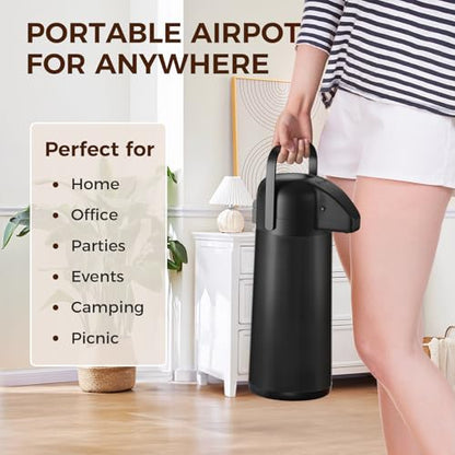 Coffee Carafe for Keeping Hot, 102OZ / 3L Airpot Coffee Dispenser with Pump