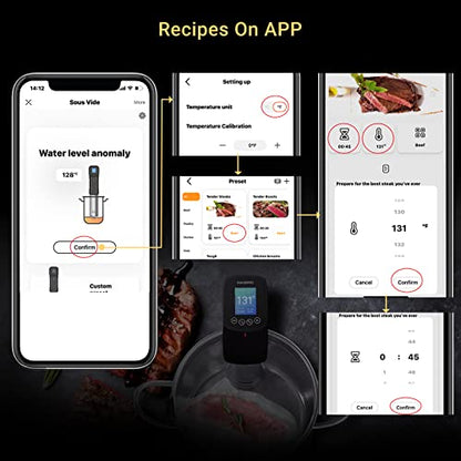 INKBIRD WIFI Sous Vide Cooker Bundle with 30PCS Sous Vied bags and Vacuum Sealer Pump, Sous Vide Starter Kits, Recipes on APP,1000W Sous-Vide Machine for Steak