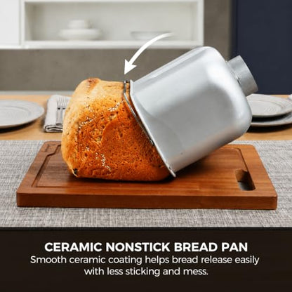 Davivy 3 LB Bread Maker, 20-in-1 Automatic Bread Machine with Ceramic Pan & Auto Fruit Nut Dispenser, Quiet Motor, Dual Heaters, 15H Delay Timer, for Large Family