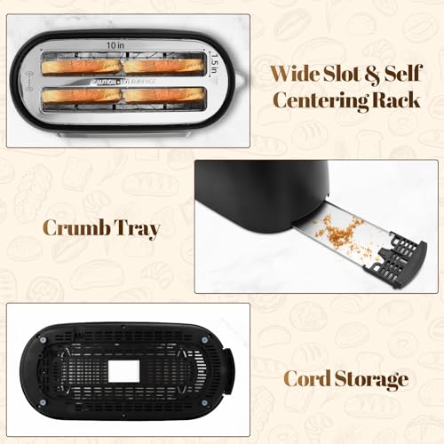 Tesslux 4 Slice Toaster with Touch Screen Control, 1.5" Wide Long Slots, 6 Browning Levels & 6 Bread Types, Digital Timer, Memory, Defrost, Reheat (Black, 4 Slice)