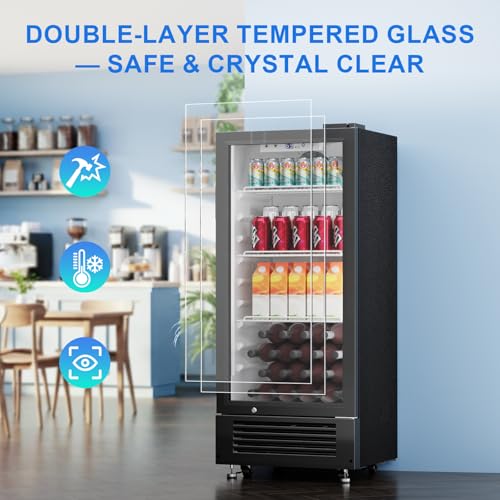 Antarctic Star Outdoor Beverage Refrigerator, 6 Cu. Ft. Glass Door Drink Fridge, Commercial Display Refrigerator with 4 Adjustable Shelves, for Shops, Restaurants, Bars