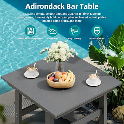 Shintenchi 5 Pieces Outdoor Dining Set,HDPE Dining Set for 4,Deep Gray