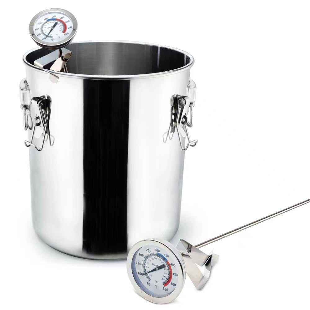 efengcook Deep Fry Turkey Thermometer (2 Pack) with 12'' Probe & Pot Clip, Candy Oil Thermometer for Frying, Roasting, Meat Cooking