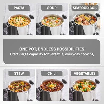 T-fal Specialty Stainless Steel 16-Quart Stock Pot with Lid, Induction Compatible, Soup Pasta Pot, Dishwasher-Safe, Oven Safe Up To 350, Silver