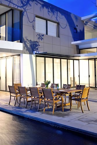 Amazonia Berlin 11-Piece Rectangular Extendable Patio Dining Set | Teak Finish | Ideal for Outdoors and Indoors