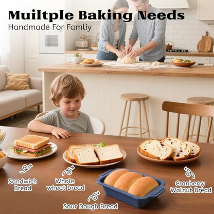 Bread Pan for Homemade Bread：9.5 x 5 Inch Silicone Loaf Pan for Baking with Metal Frame - Nonstick Banana Loaf Tin Tray for Sandwich Sourdough Pumpkin Sour Dough - for Oven Kitchen Home Bakers