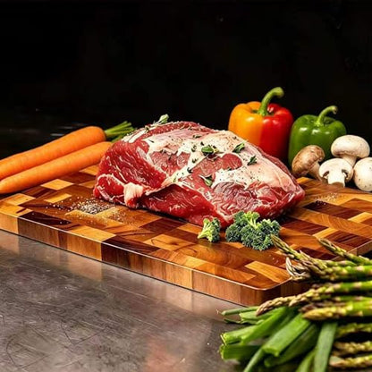 3 Packs Acacia Wood Cutting Board Set，Durable Chopping Board with Built-in Ergonomic Handles & Deep Juice Grooves，Block for Kitchen Prep & Charcuterie Serving