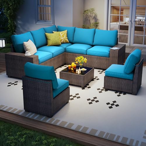 8 Piece outdoor patio sectional furniture set, Modern Modular outdoor sofa
