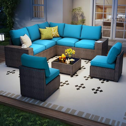 8 Piece outdoor patio sectional furniture set, Modern Modular outdoor sofa