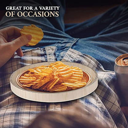 6 Sets of Hammont Wooden Nested Serving Trays - Five Piece Set of Round Shape Wood Trays (30 Trays Total) for Crafts | Circle Kitchen Nesting Trays for Serving Pastries, Snacks, Mini Bars, Chocolate