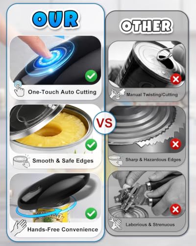 Electric Can Opener, One-Touch Automatic Can Opener, Hands Free Can Opener for Seniors with Arthritis, Rechargeable Cordless Can Opener Side-Cut, Safety Smooth Edge, Fits Most Cans
