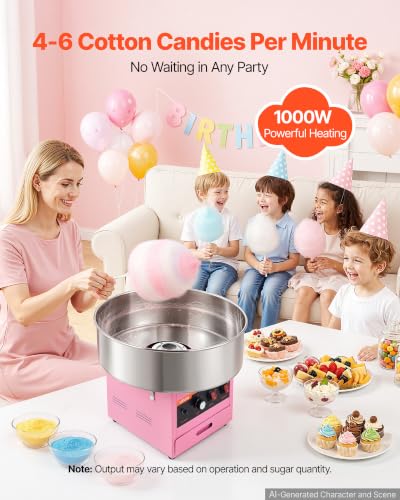 VEVOR Commercial Cotton Candy Machine, 1000W Electric Candy Floss Maker