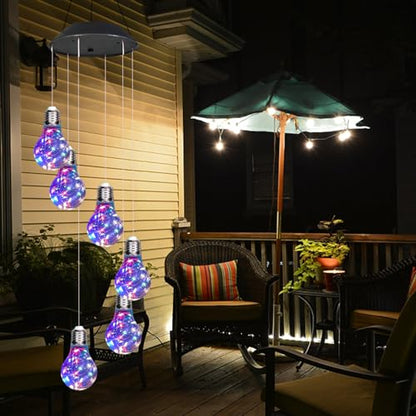 Solar Outdoor Lights Hanging Wind Chimes Bulb 4th of July Decorations Garden Lights LED Waterproof Solar Security Light Yard Decor Led Light Cool Stuff Fourth of July Decorations Birthday Gifts