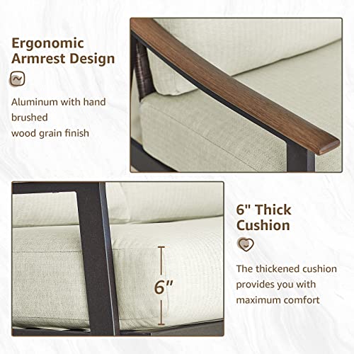 NATURAL EXPRESSIONS Patio Outdoor Loveseat, Wicker Back, Woodgrain Armrest