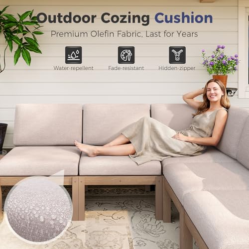 Modular Outdoor Patio Conversation Set, 11-Piece U-Shaped Sectional Sofa Set with Coffee Tables & Thick Cushions, Easy Side Interlock, HIPS All-Weather Patio Furniture Set for Backyard, Deck, Poolside