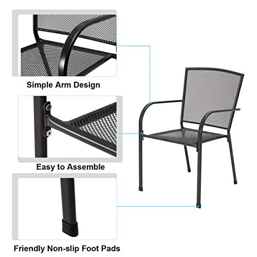 AECOJOY 5 Piece Outdoor Table and Chair, Patio Outdoor Dining Set with 1.73" Umbrella Hole, Patio Table and Chair Set of 4 for Garden,Bistro,Deck