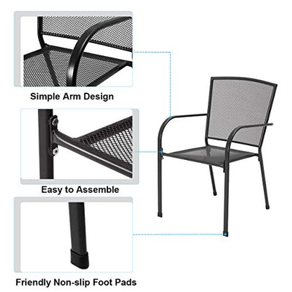 AECOJOY 5 Piece Outdoor Table and Chair, Patio Outdoor Dining Set with 1.73" Umbrella Hole, Patio Table and Chair Set of 4 for Garden,Bistro,Deck