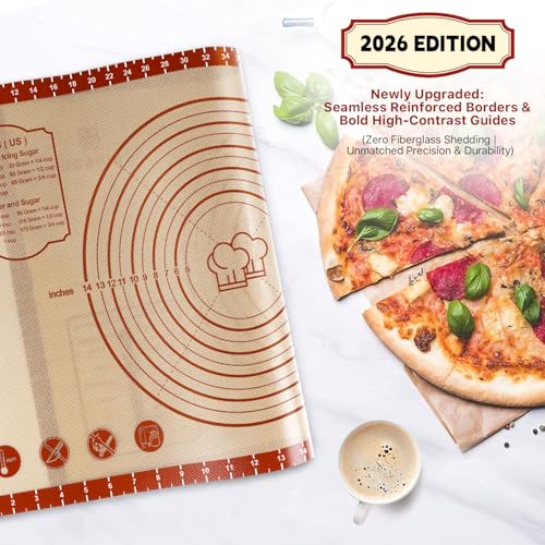 26x16 Inch Extra Thick Silicone Baking Mat with Measurements, Non-slip and Reusable - For Cookies, Bread, Pastry
