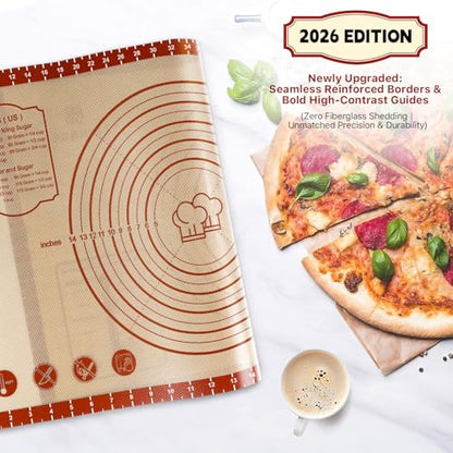 26x16 Inch Extra Thick Silicone Baking Mat with Measurements, Non-slip and Reusable - For Cookies, Bread, Pastry