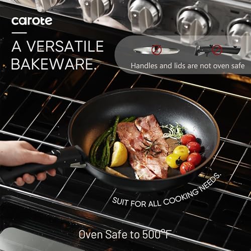 CAROTE 19Pcs Pots and Pans Set Non Stick, Cookware Set Detachable Handle, Nonstick Induction Kitchen Sets Non Stick with Removable Handle, RV Cook Ware, Oven Safe, Black