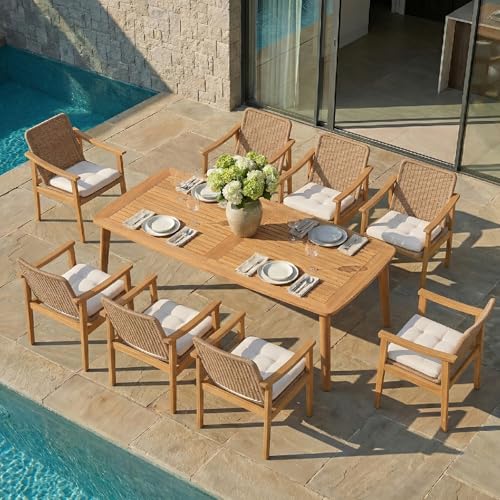 SUNSITT 9-Piece Outdoor Patio Dining Set w/82'' Patio Dining Table