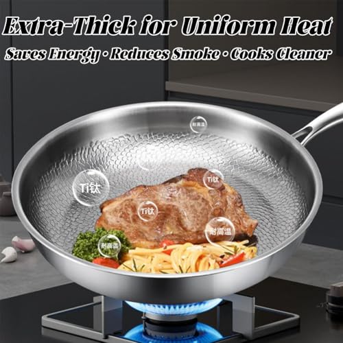 ASHPWD Titanium Frying Pan for Cooking, Hammered Non-Stick Titanium Pan with Lid, Scratch-Resistant & Durable Titanium Skillet for Healthy Cooking (9inch)