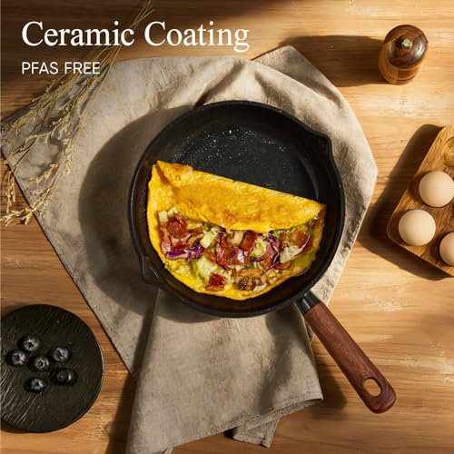 CAROTE 21pcs Cookware Set Nonstick Pots and Pans Set, Ceramic Cookware Set Induction Cookware, Non toxic Healthy Non Stick Kitchen Cooking Set, PFAS PTFE Free, Black